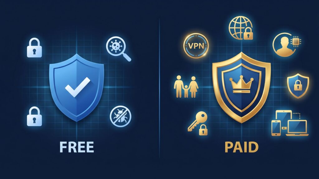 Free vs paid antivirus software comparison guide 2026